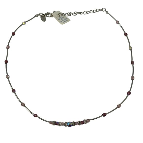 Lia Sophia Pixie Dust Necklace Lavender Iridescent Beaded Signed 16 Inch - Picture 1 of 7